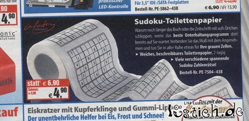 Sudoku Toilettenpapier-Spaß Sudoku Toilettenpapier-Spaß