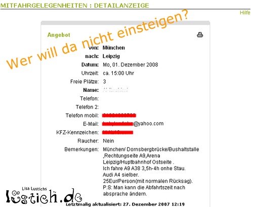 Mitfahrer gesucht Mitfahrer gesucht