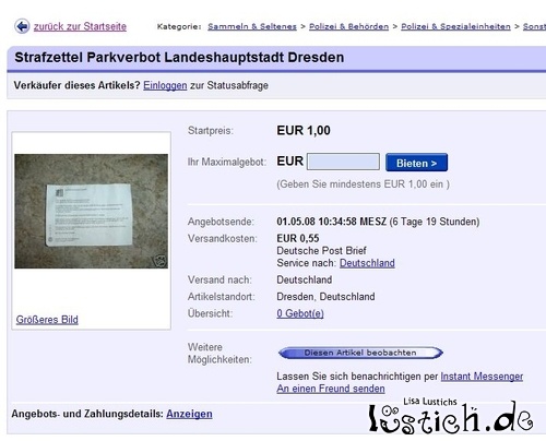 Strafzettel Parkverbot