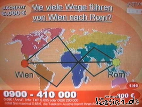 Wie viele Wege führen von Wien nach Rom? Wie viele Wege führen von Wien nach Rom?