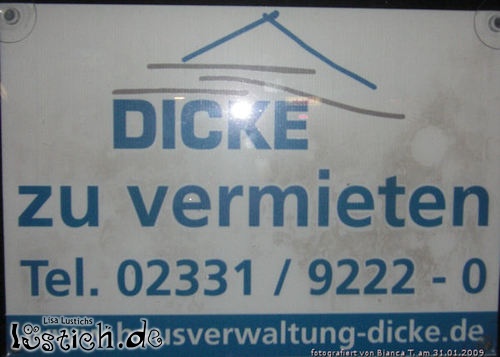 Dicke zu vermieten Dicke zu vermieten