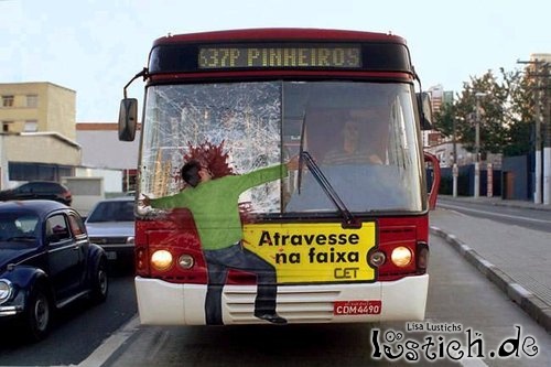 Vom Bus mitgenommen Vom Bus mitgenommen