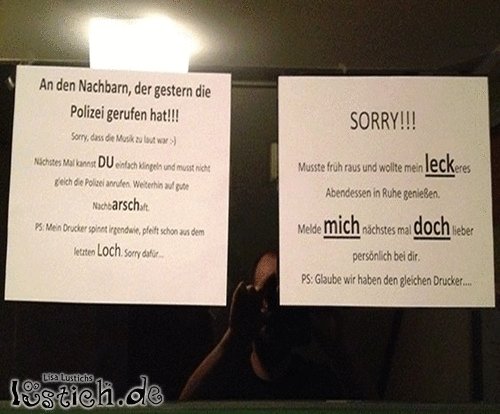 Laute Nachbarn Bild lustich.de