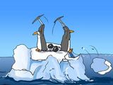 Pinguine an der Kette