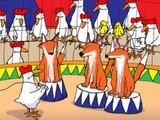 Huhn als Dompteur