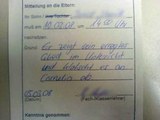 Mitteilung an die Eltern