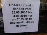 &Ouml;ffnungszeiten eines B&uuml;ros