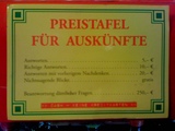 Preistafel f&uuml;r Ausk&uuml;nfte