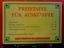 Preistafel f&uuml;r Ausk&uuml;nfte