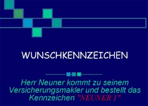 Wunsch-Kennzeichen Wunsch-Kennzeichen
