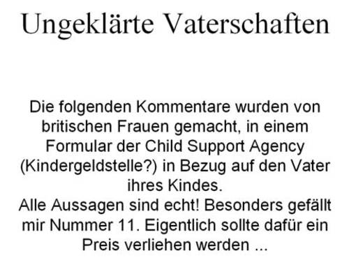 Ungeklärte Vaterschaften Ungeklärte Vaterschaften