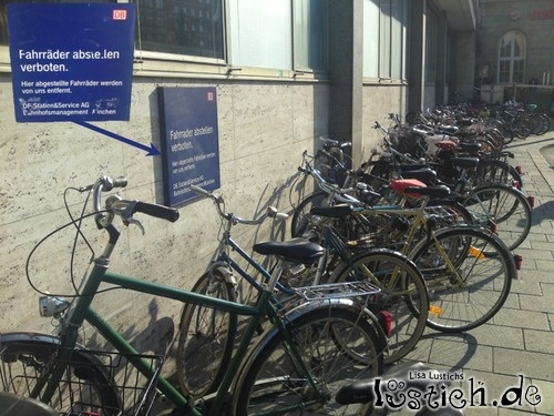 Fahrräder abstellen verboten