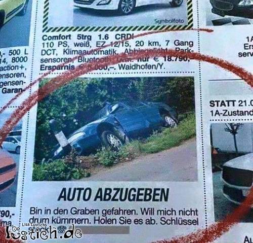 Auto zu verschenken Bild lustich.de