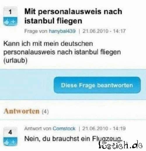 Mit dem Personalausweis fliegen Bild lustich.de